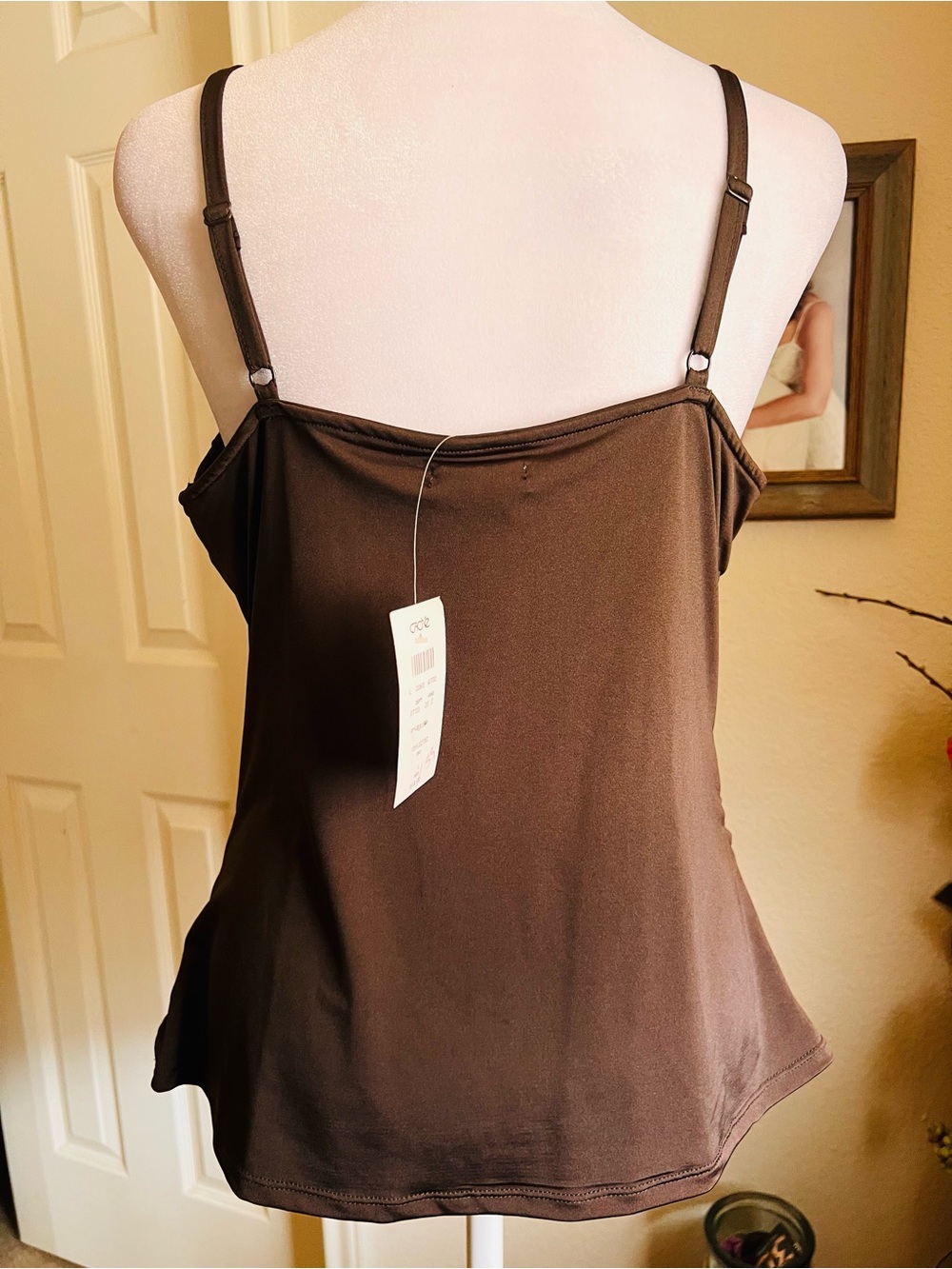 Cache Brown Ruched Spaghetti Strap Tank NWT - Picture 2 of 2